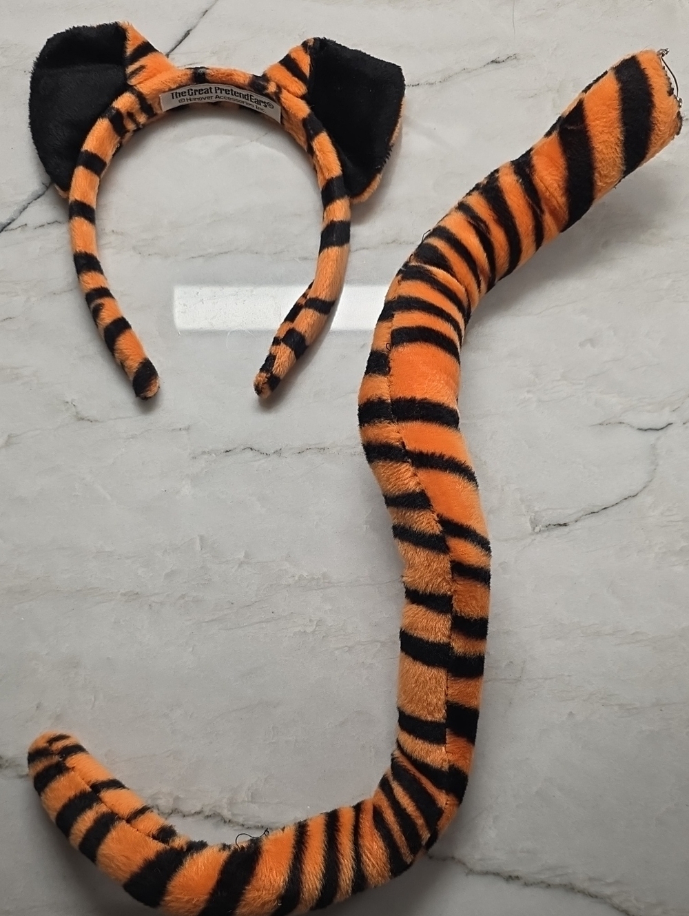 Kids Costume Orange & Black Tiger Headband and Tail Set
